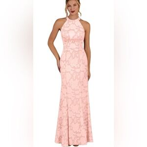 Elegant Pink Lace Evening Gown